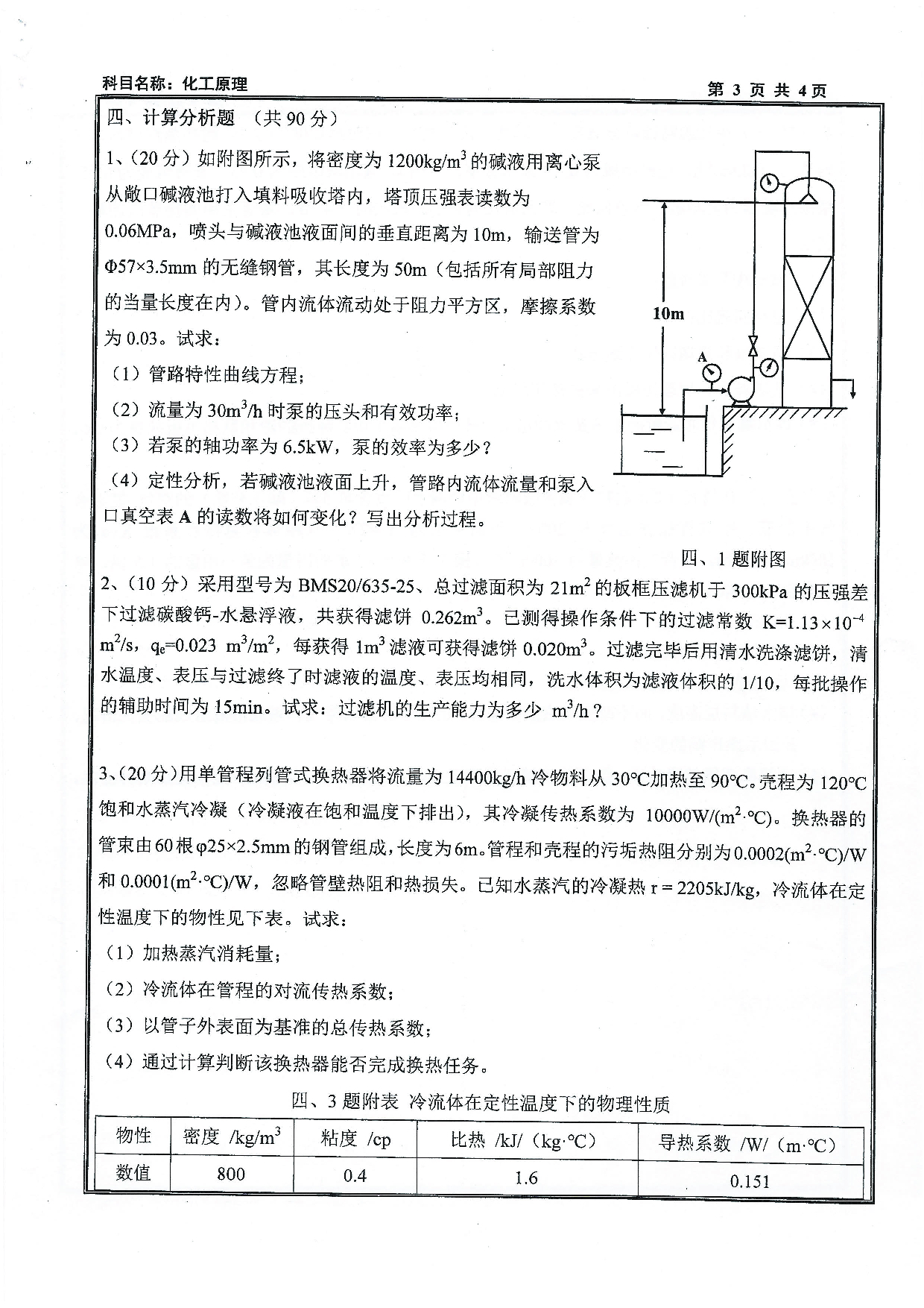 2021考研真题：沈阳工业大学2021年考研自命题科目 851 化工原理 考试真题第3页