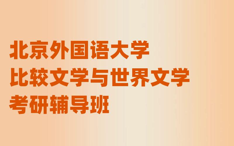 北京外国语大学比较文学与世界文学考研辅导班