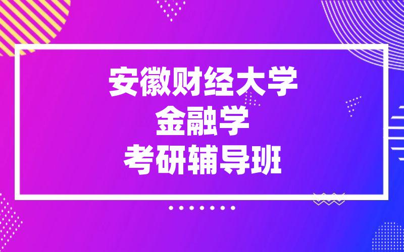 安徽财经大学金融学考研辅导班