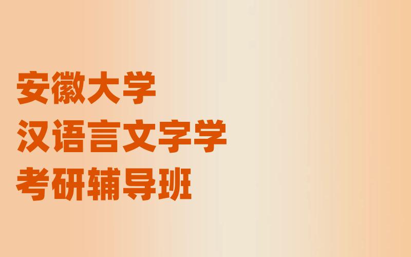 安徽大学汉语言文字学考研辅导班