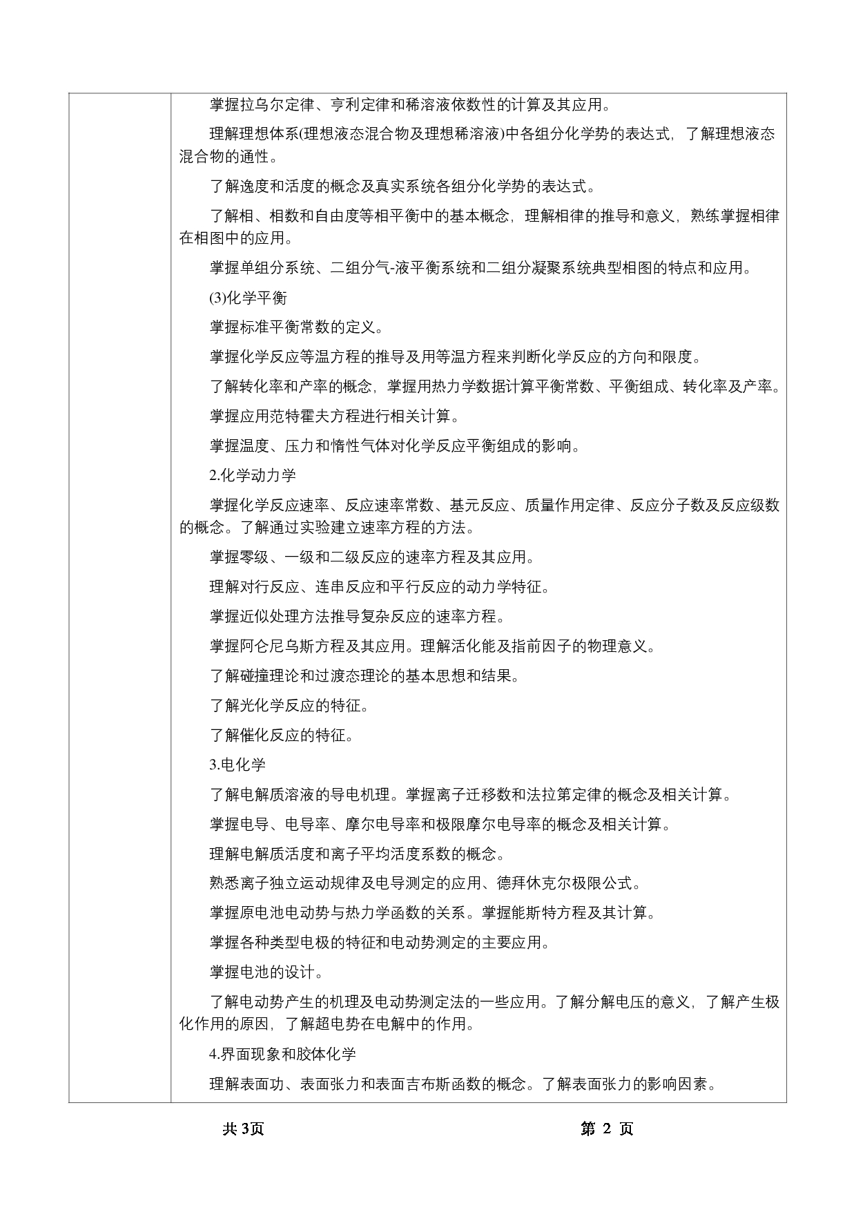 2022考研大纲：甘肃农业大学2022年考研初试科目 726-《物理化学》考试大纲 考试大纲第2页