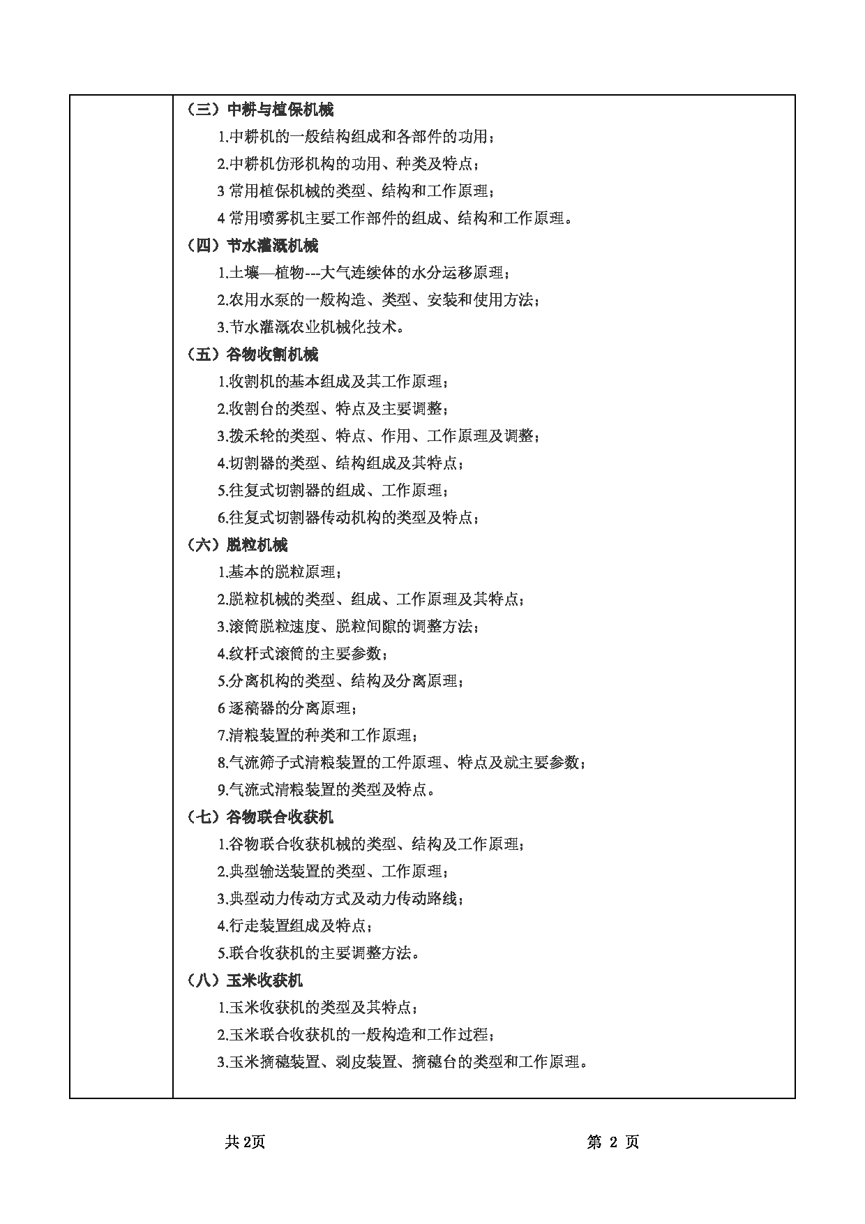 2022考研大纲：甘肃农业大学2022年考研初试科目 816-《农业机械学》考试大纲 考试大纲第2页