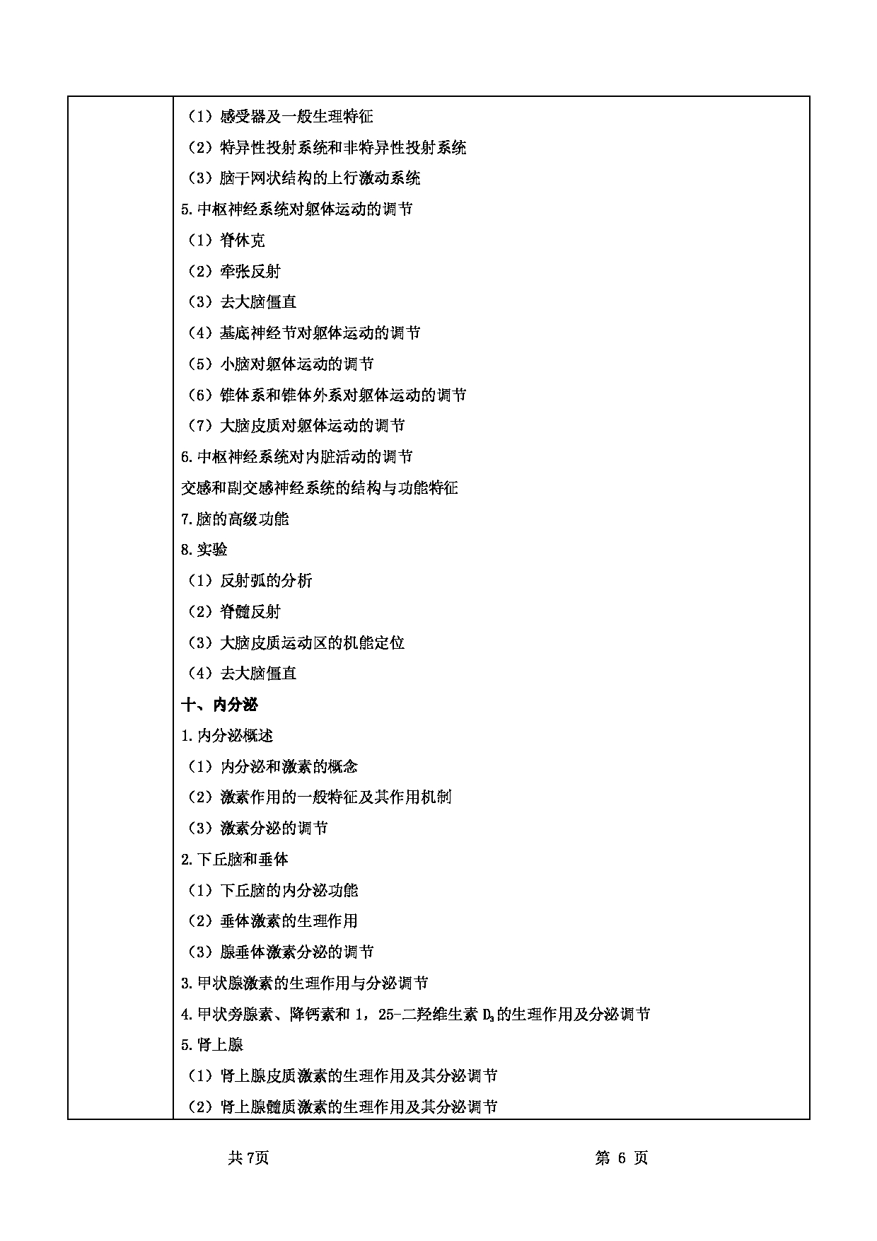 2022考研大纲：甘肃农业大学2022年考研初试科目 716-《动物生理学》考试大纲 考试大纲第6页