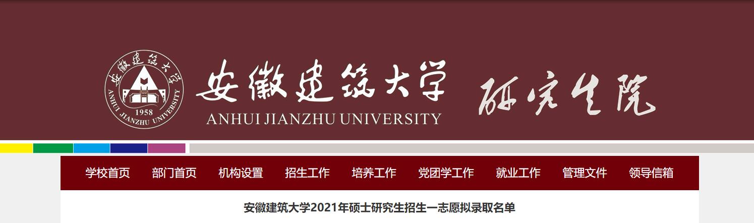 安徽建筑大学2021年硕士研究生招生一志愿拟录取名单