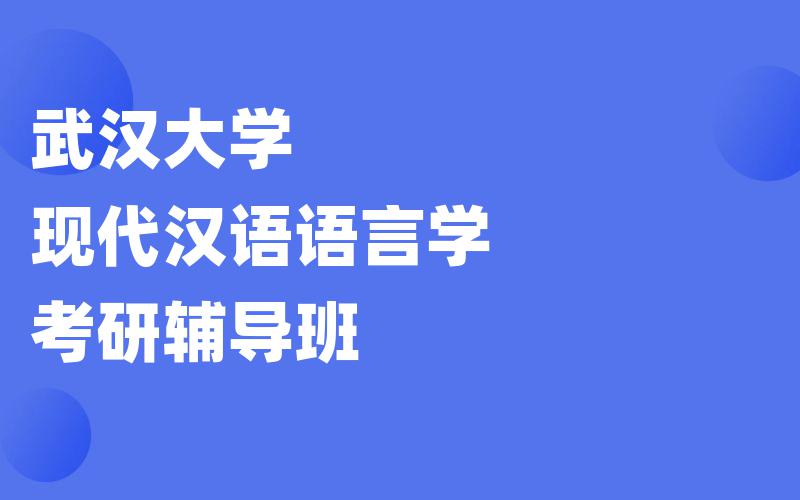 武汉大学现代汉语语言学考研辅导班