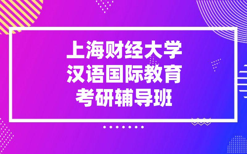 上海财经大学汉语国际教育考研辅导班