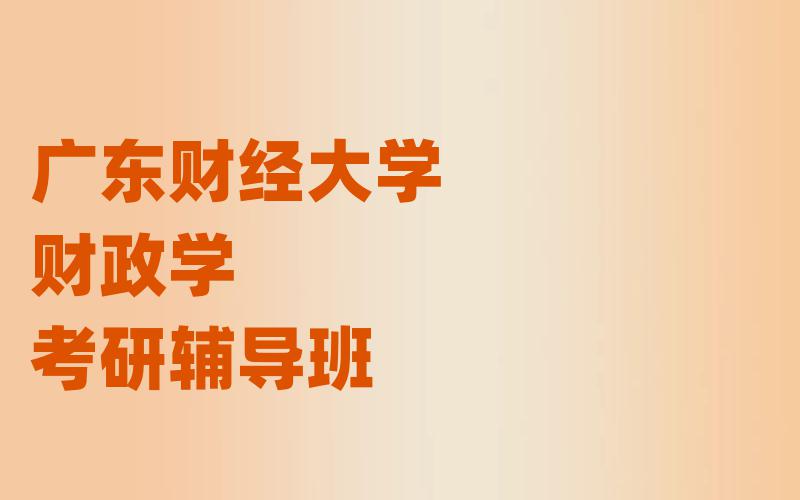 广东财经大学财政学考研辅导班