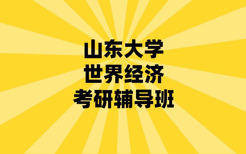 山东大学世界经济考研辅导班