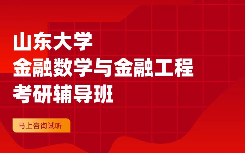 山东大学金融数学与金融工程考研辅导班