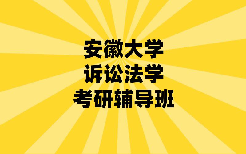 安徽大学诉讼法学考研辅导班