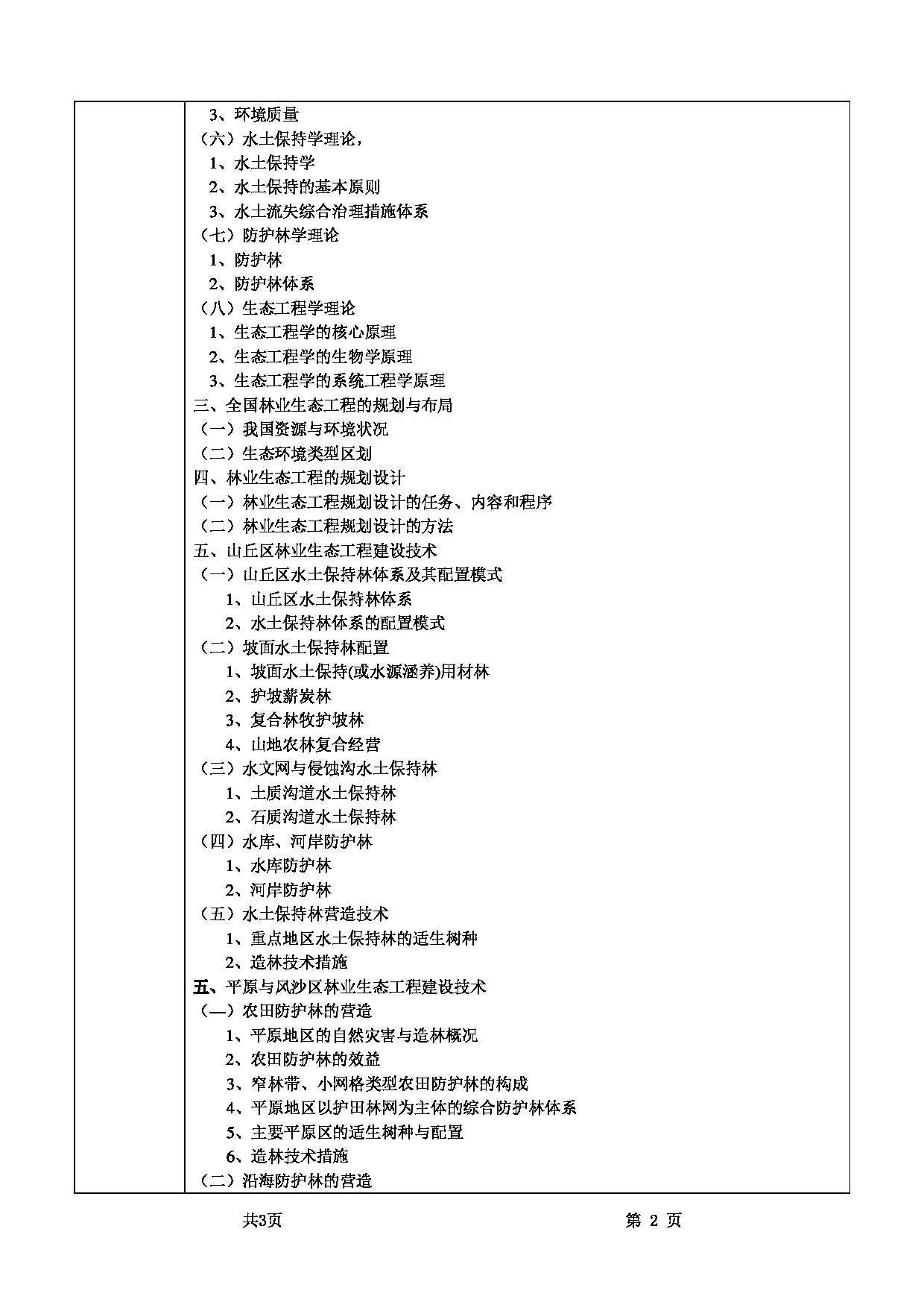 2022考研大纲：甘肃农业大学2022年考研初试科目 345-《林业基础知识综合》（“林业生态工程”部分）考试大纲 考试大纲第2页