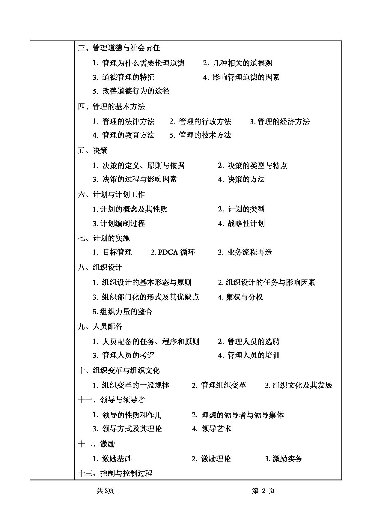 2022考研大纲：甘肃农业大学2022年考研初试科目 852-《管理学》考试大纲 考试大纲第2页