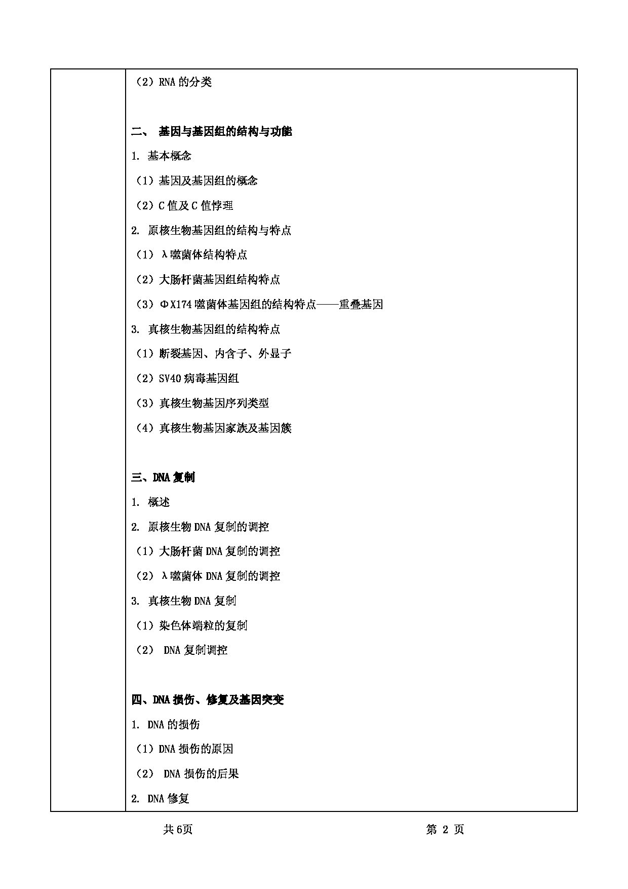 2022考研大纲：甘肃农业大学2022年考研初试科目 736-《分子生物学》考试大纲 考试大纲第2页