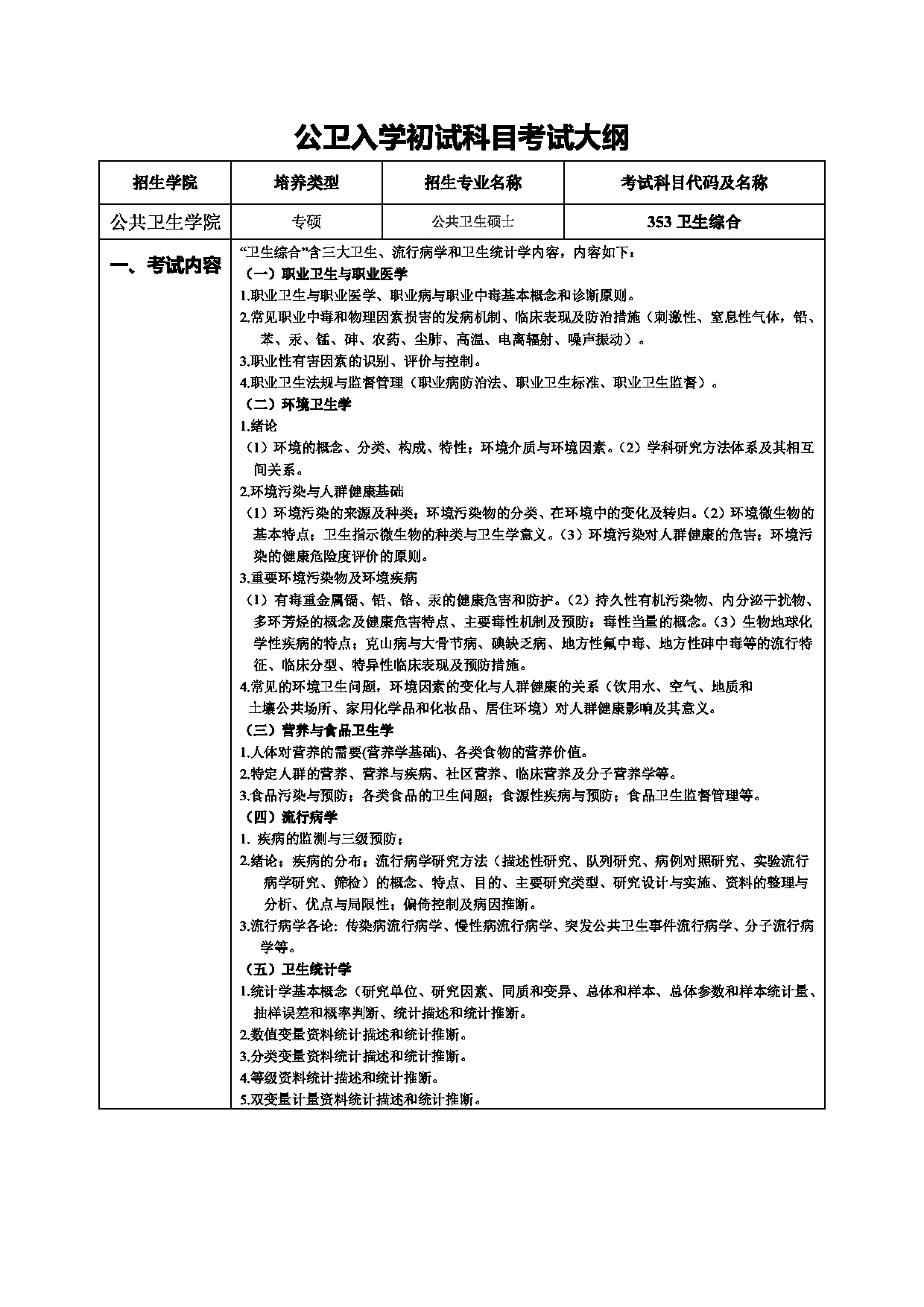 2022考研大纲：桂林医学院2022年考研自命题科目 353+卫生综合考试大纲第1页