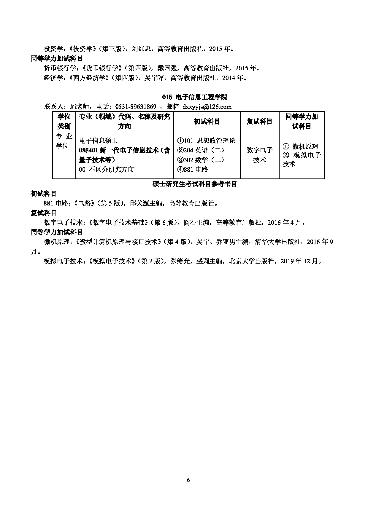 2022考研专业目录：齐鲁工业大学2022年硕士研究生招生专业目录（非全日制）第6页