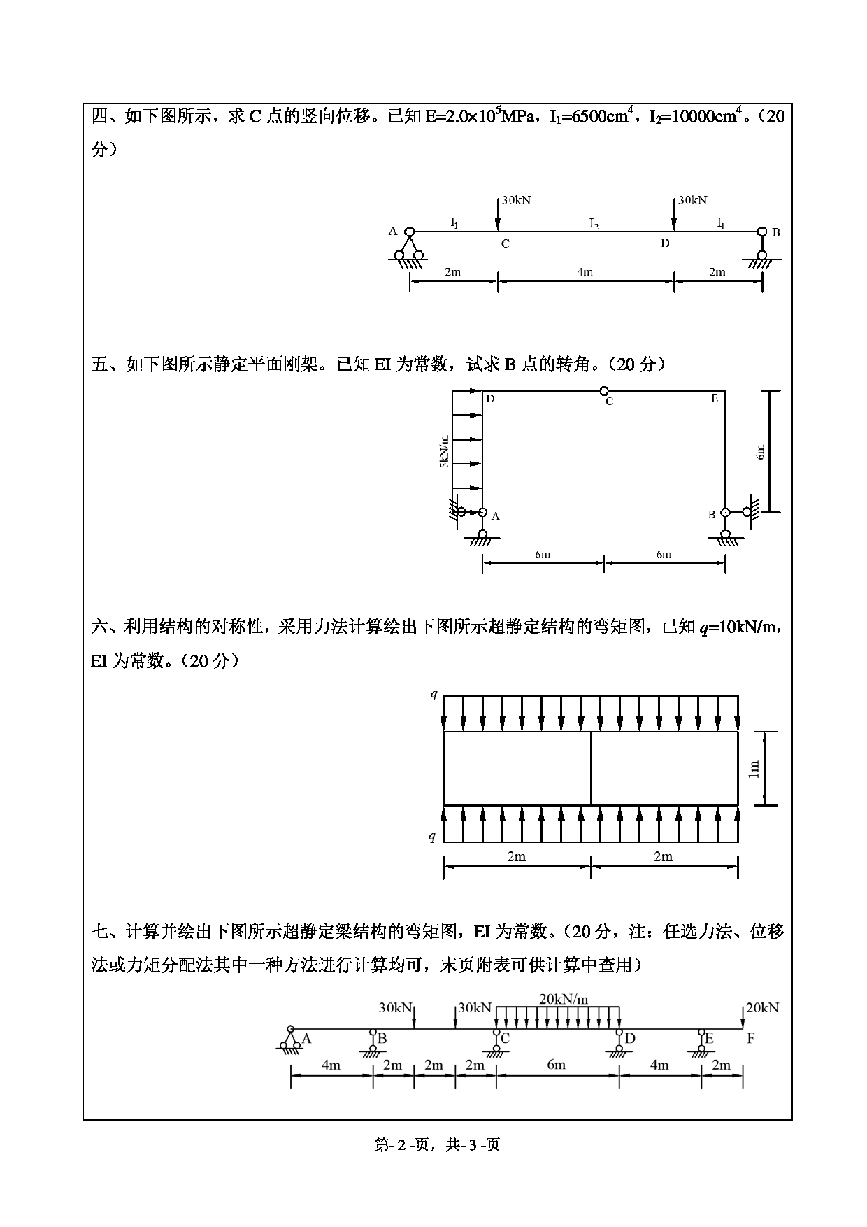 2021考研真题：绍兴文理学院2021年考研自命题科目 843 结构力学 考试真题第2页