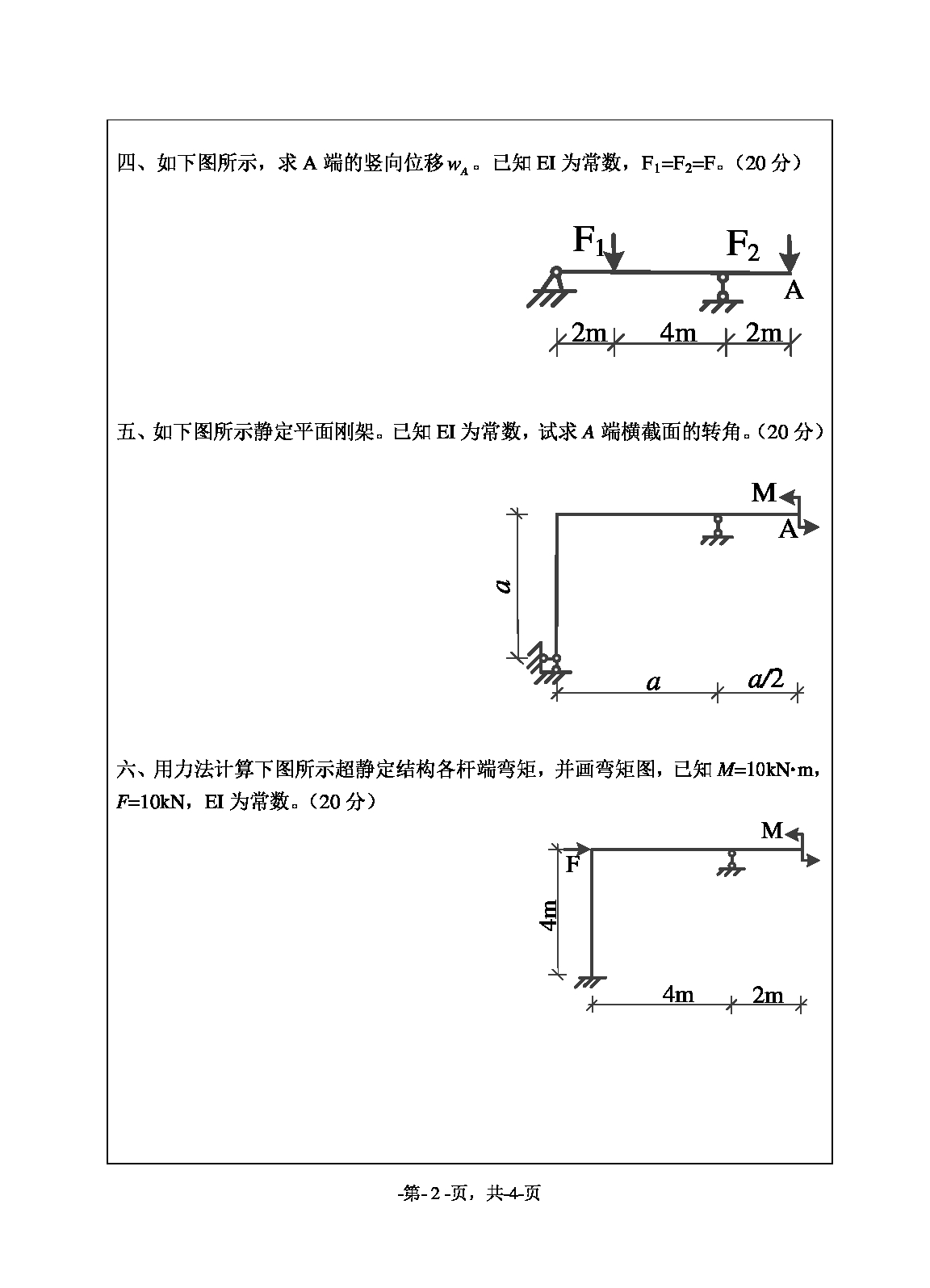 2020考研真题：绍兴文理学院2022年考研自命题科目 843结构力学 考试真题第2页