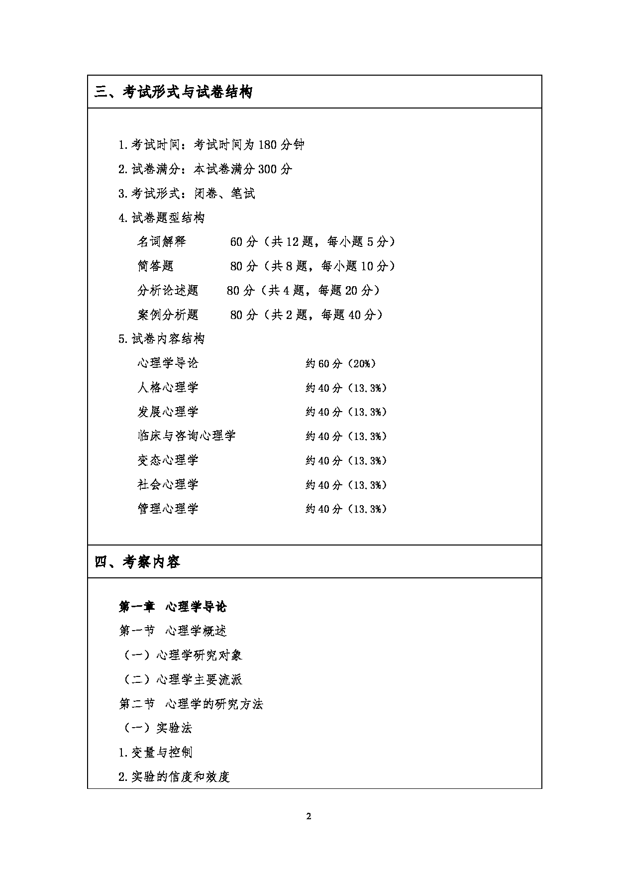 2023考研大纲：江汉大学2023年考研自命题科目 347心理学专业综合 考试大纲第2页