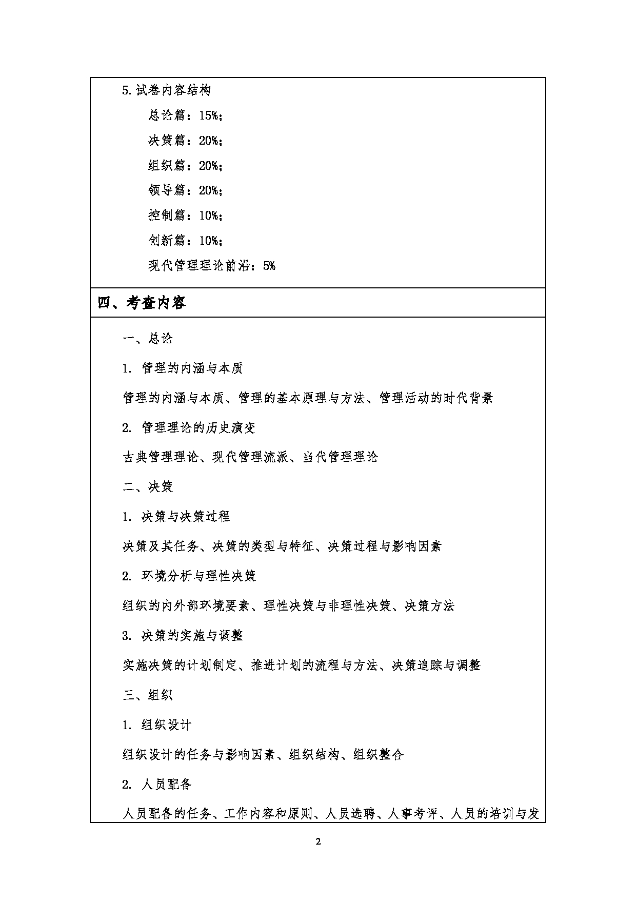 2023考研大纲：江汉大学2023年考研自命题科目 809管理学 考试大纲第2页