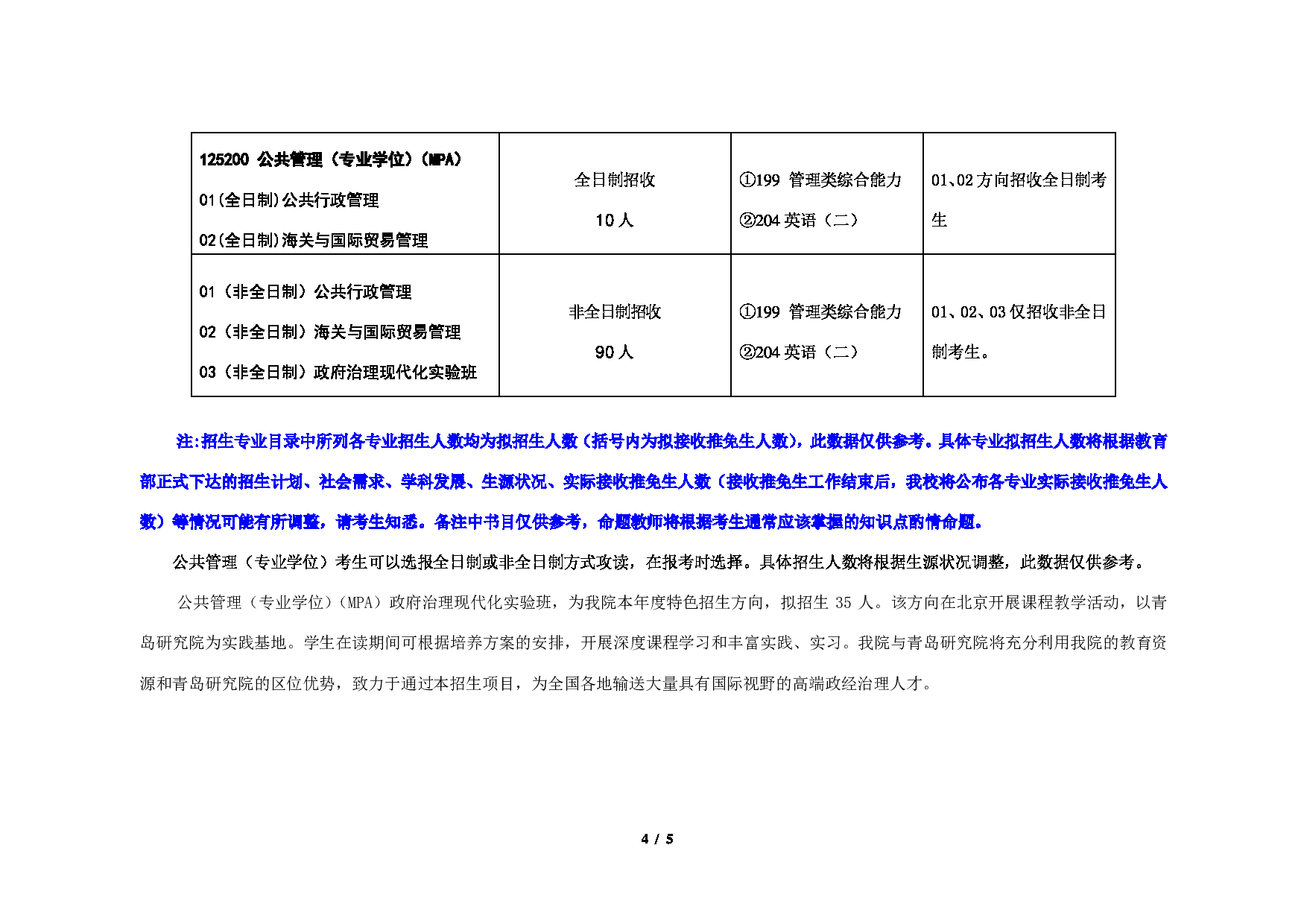 2023考研招生目录：对外经济贸易大学2023年考研 （008）政府管理学院 招生专业目录第4页