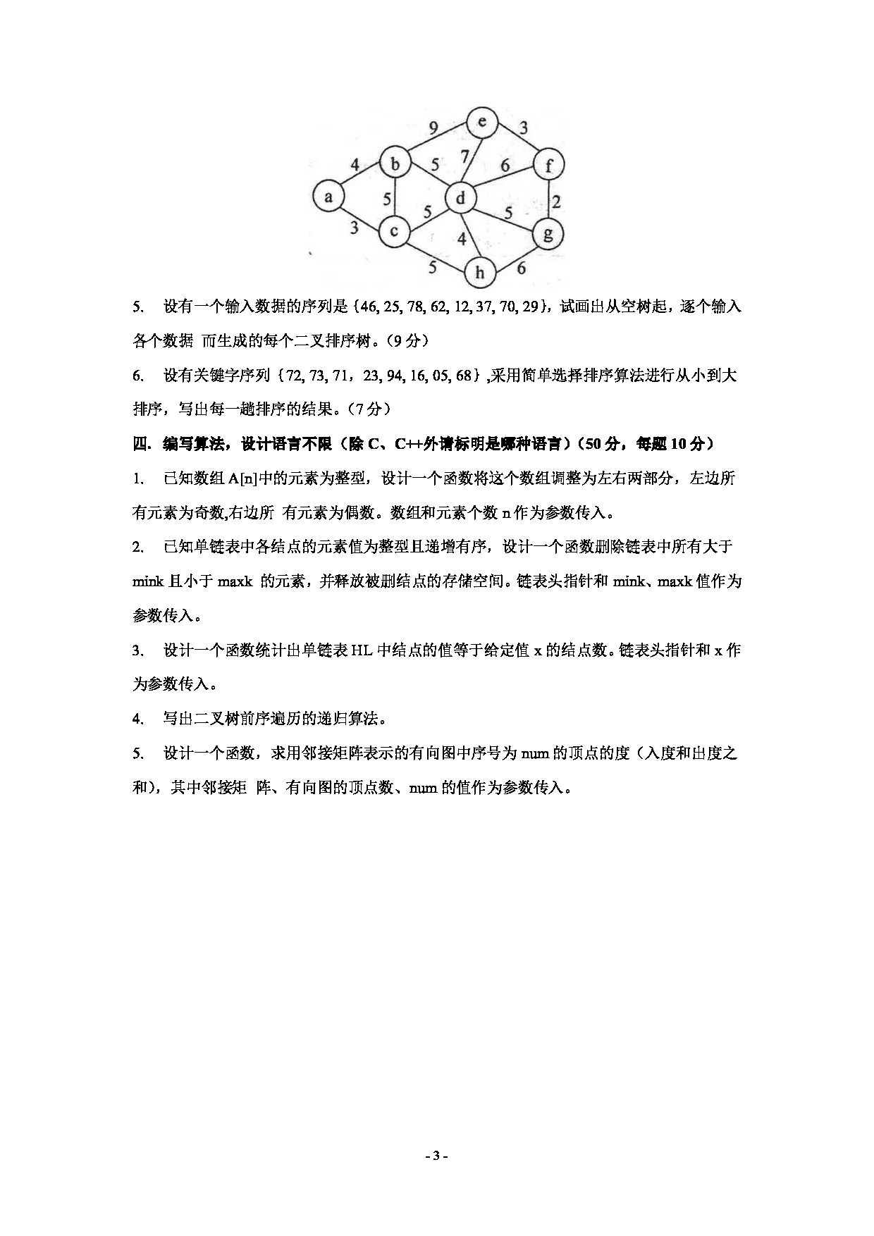 2021考研真题：沈阳工业大学2021年考研自命题科目 《数据结构与算法》模拟题（二） 考试真题第3页