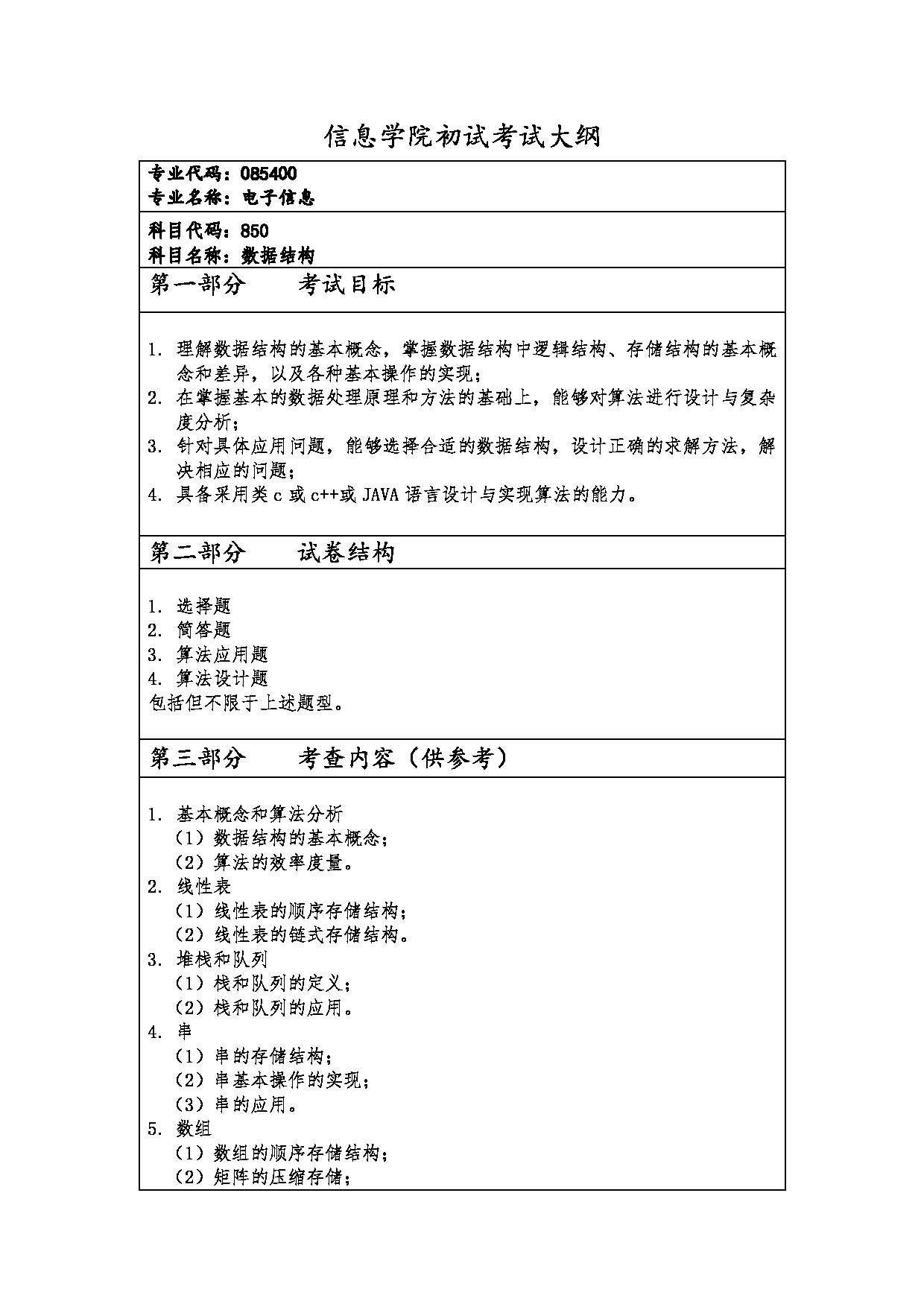 2023考研大纲：西安财经大学2023年考研 085400电子信息硕士硕士初试 考试大纲第1页