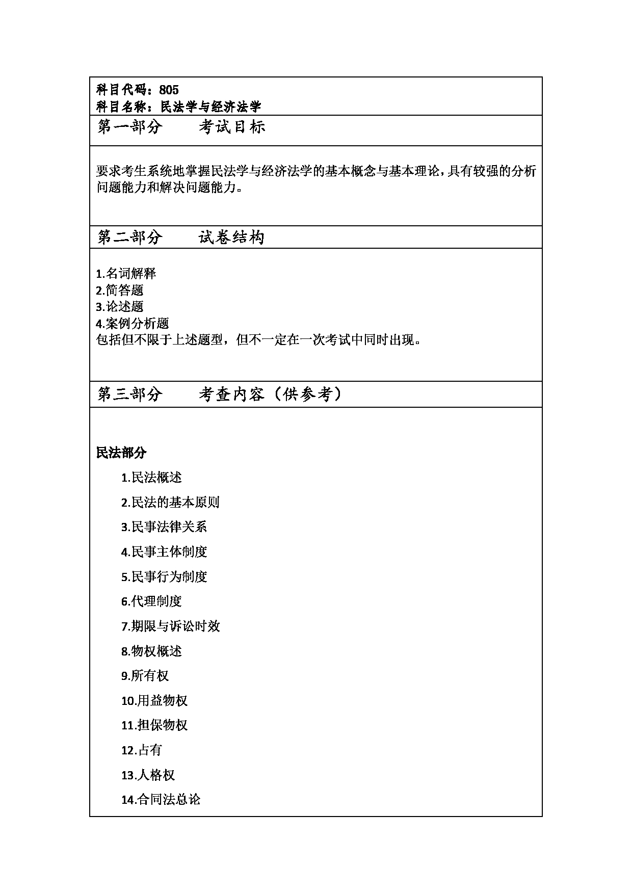 2023考研大纲：西安财经大学2023年考研 030100法学硕士初试 考试大纲第2页