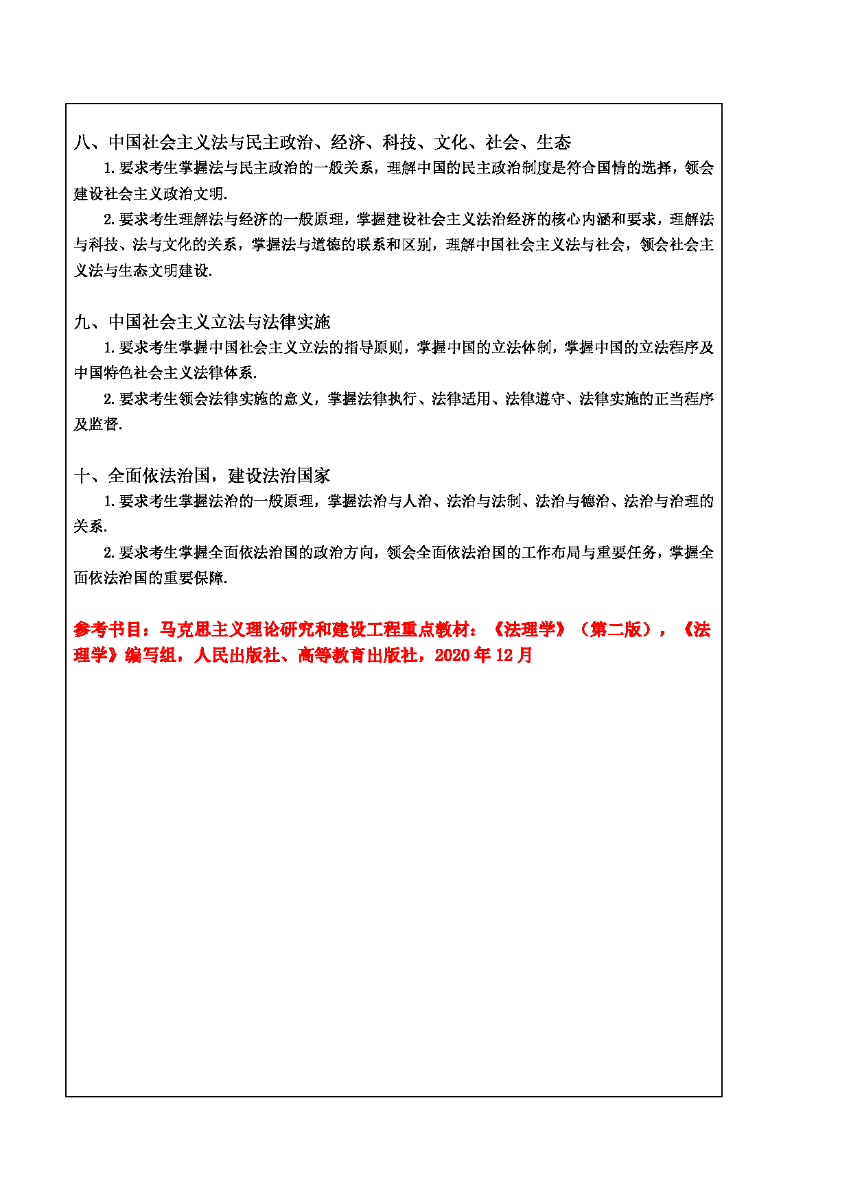 2024考研大纲：东北林业大学2024年考研自命题科目 010-文法学院 701-法理学与宪法学 考试大纲第2页