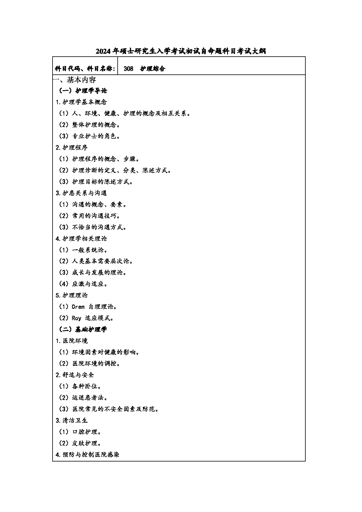 2024考研大纲：常州大学2024年考研自命题科目 308 护理综合 考试大纲第1页