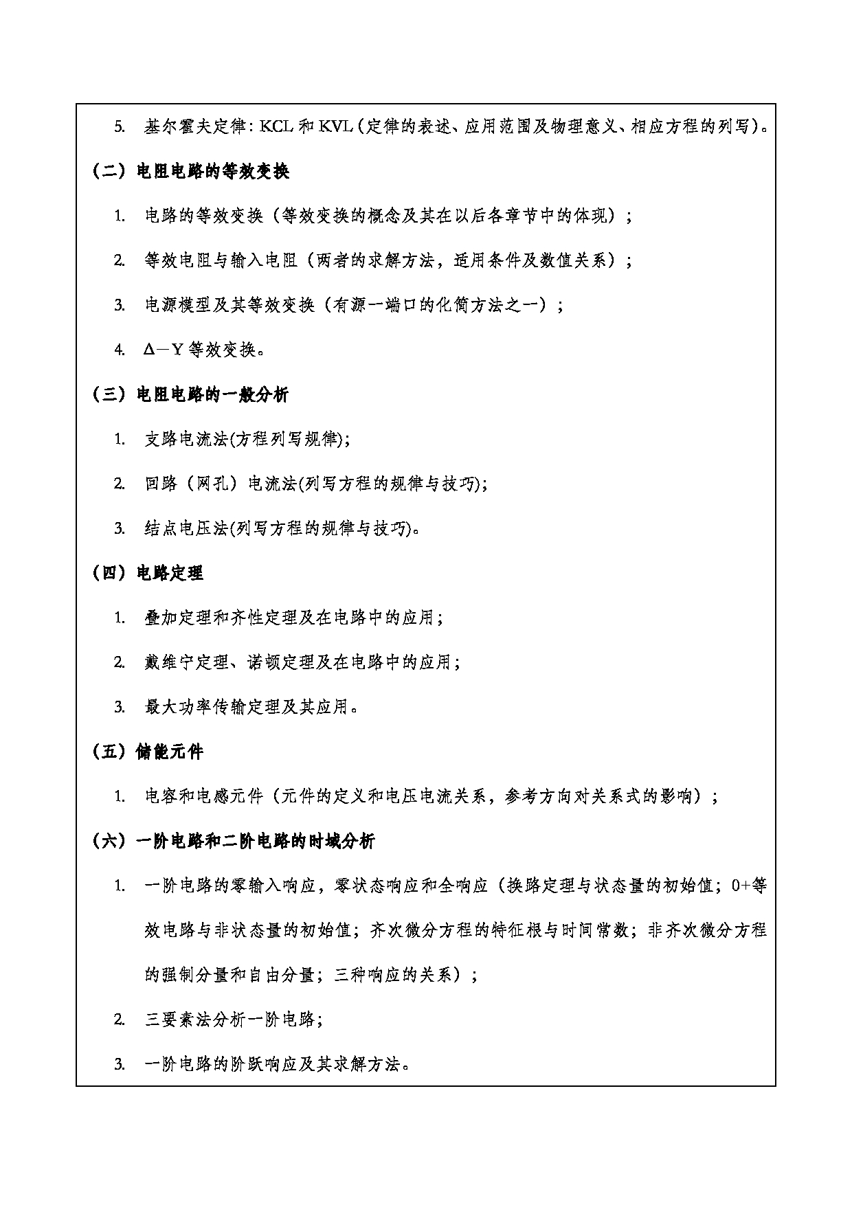 2024考研大纲：重庆三峡学院2024年考研 004机械工程学院 1.初试自命题科目801电路分析基础 考试大纲第2页