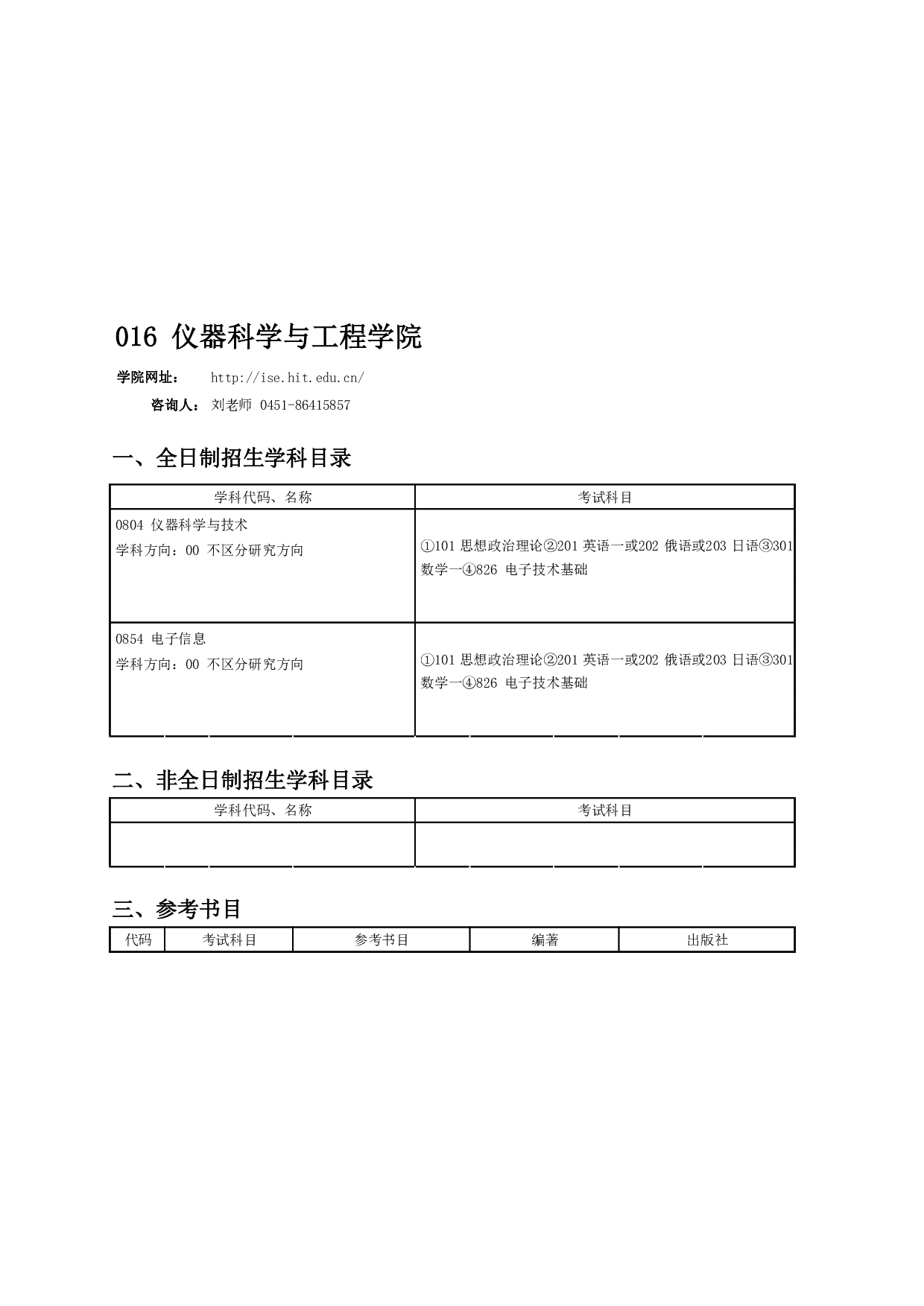 2024招生目录：哈尔滨工业大学2024年仪器科学与工程学院 研究生招生专业目录第1页