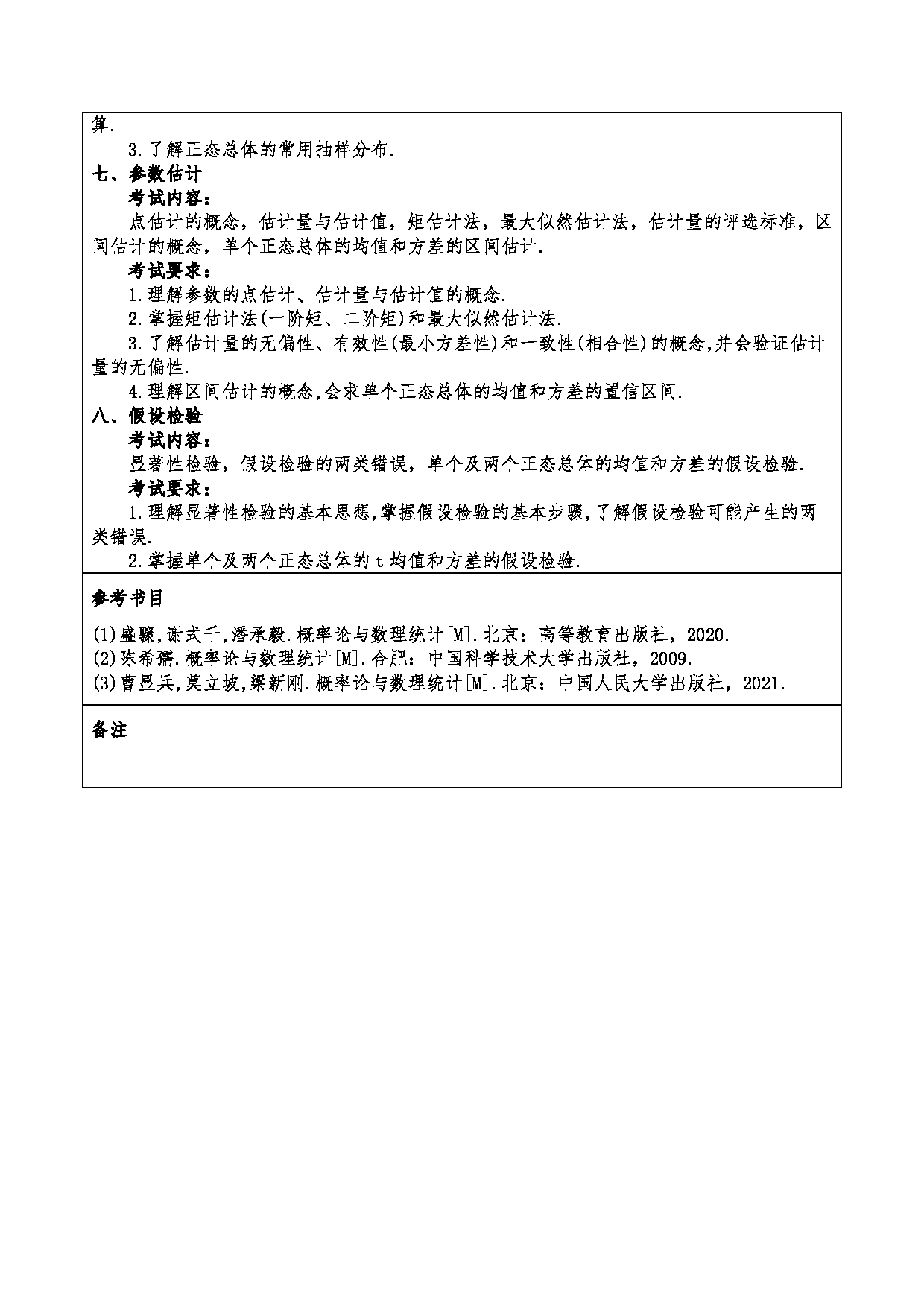 2024考研大纲：重庆三峡学院2024年考研 005数学与统计学院 2.复试笔试科目概率论与数理统计 考试大纲第3页