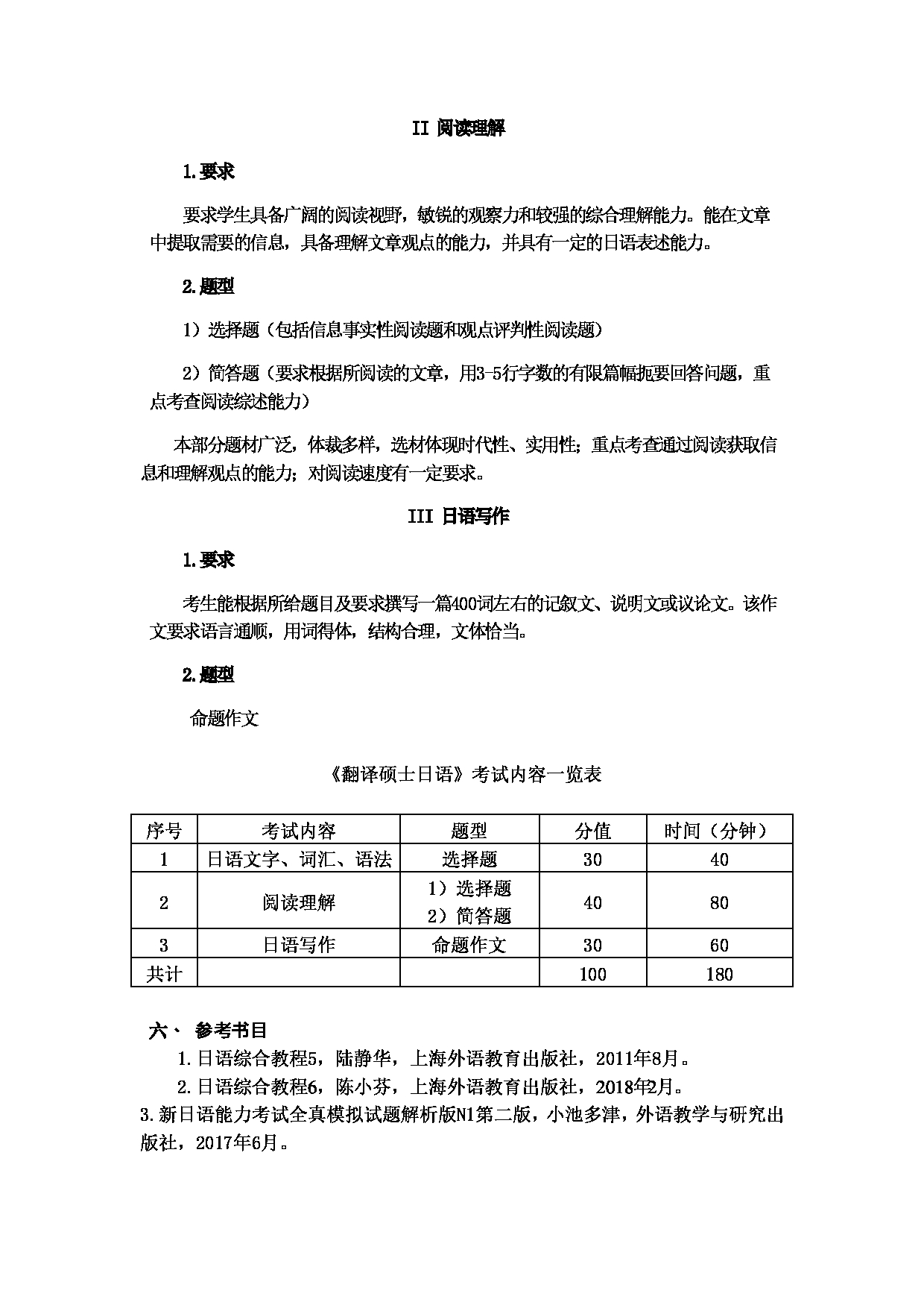 2024考研大纲：湖北大学2024年考研 213 翻译硕士日语 考试大纲第2页