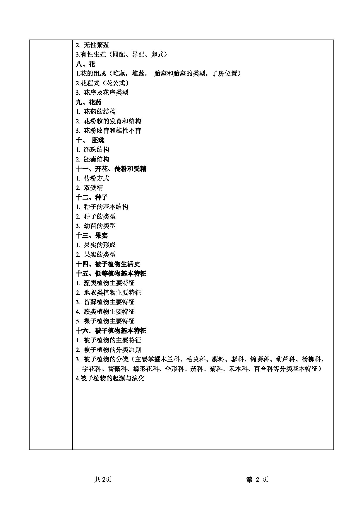 2025考研大纲：甘肃农业大学2025年考研339农业知识综合一（“植物学”部分）考试大纲第2页