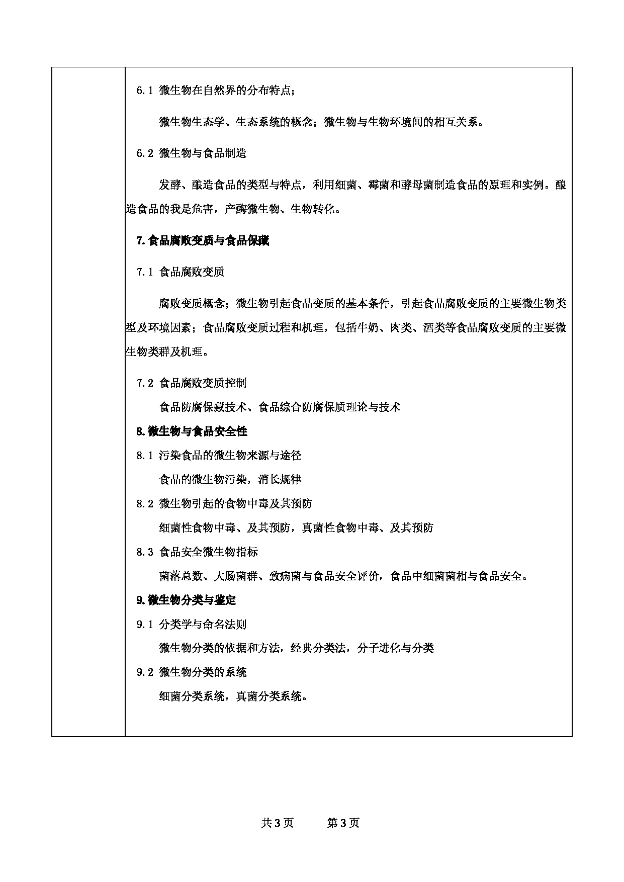 2025考研大纲：甘肃农业大学2025年考研自命题科目 738食品专业知识综合（“食品微生物学”部分） 考试大纲第3页