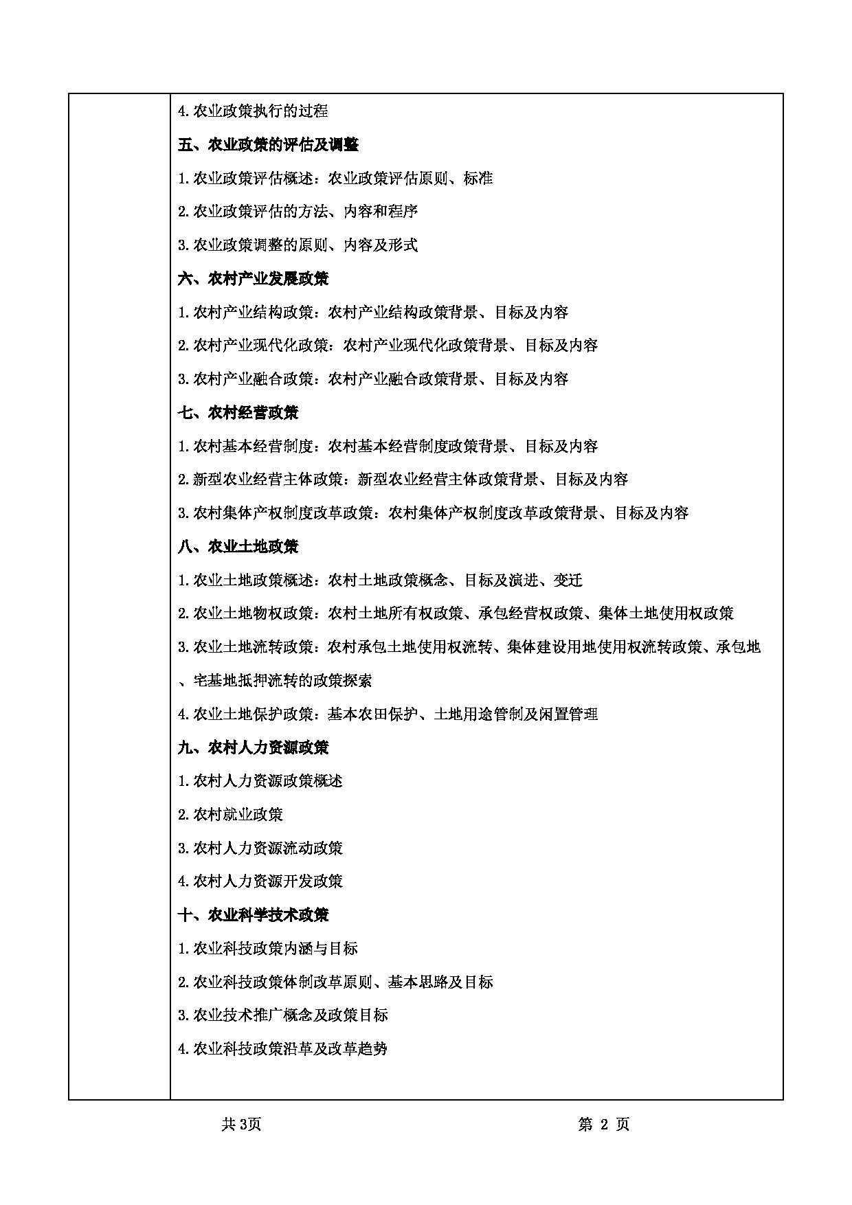 2025考研大纲：甘肃农业大学2025年考研342农业知识综合四（“农村政策学”部分）考试大纲第2页