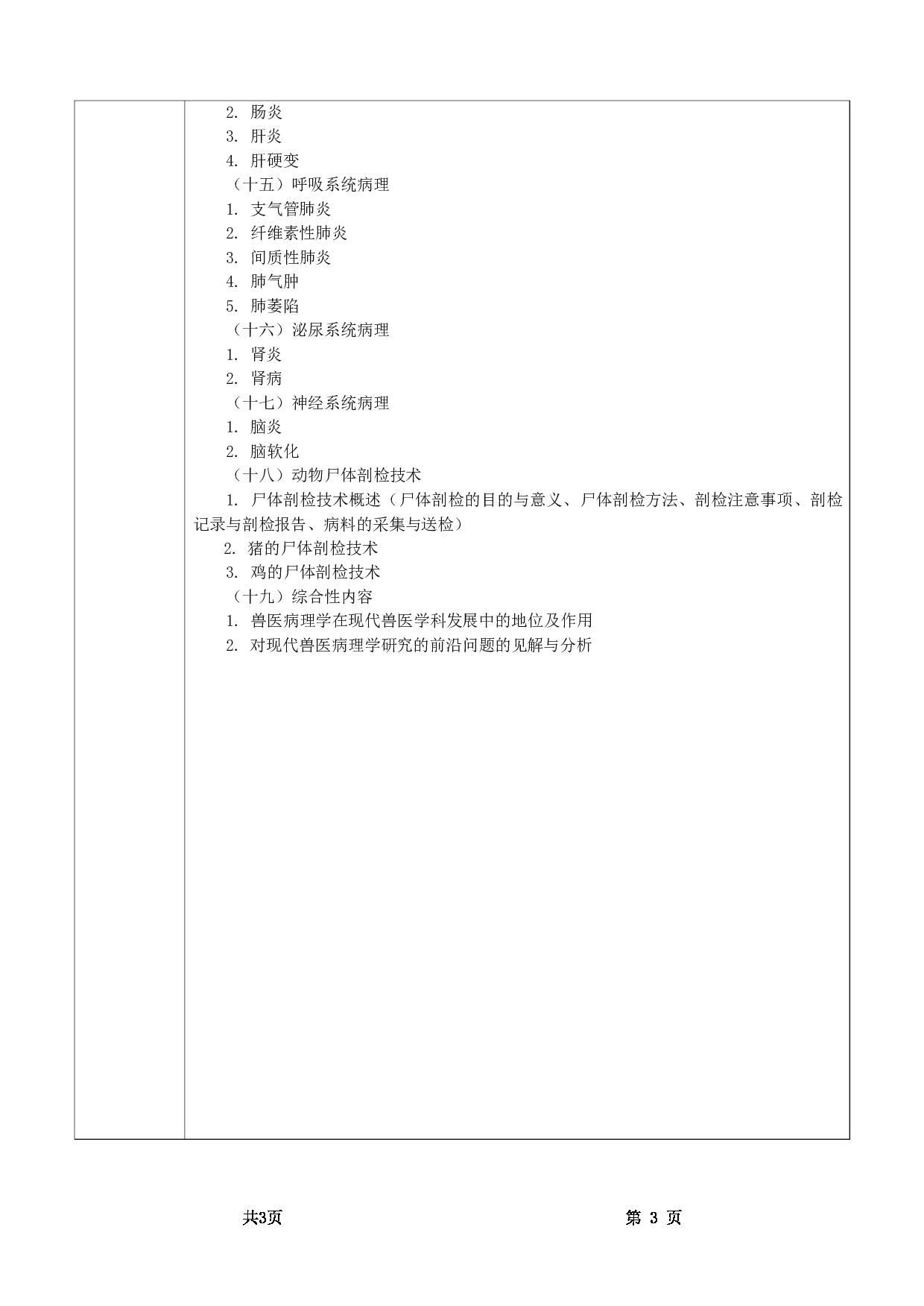 2025考研大纲：甘肃农业大学2025年考研343兽医基础（“兽医病理学”部分）考试大纲第3页