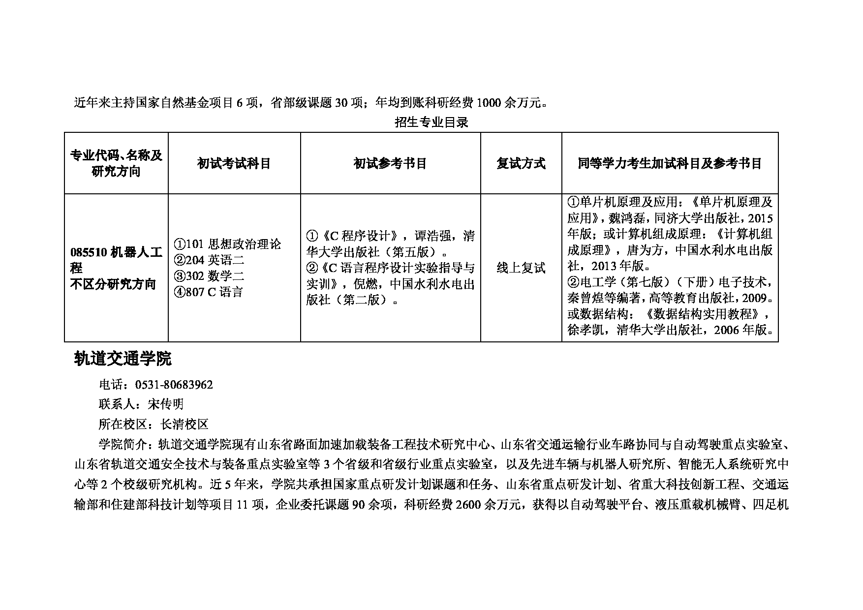 2025专业目录：山东交通学院2025年硕士研究生招生专业目录第10页